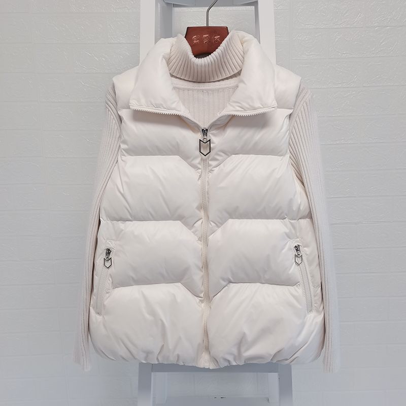 羽绒马甲女短款2023新款秋冬韩版宽松白鸭绒羽绒服背心坎肩