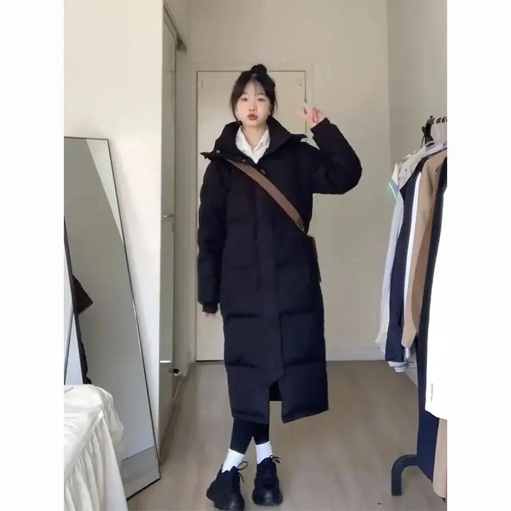 羽绒服中戏长款羽服女冬季过膝加厚外套宽松连帽衣袄2023年新款