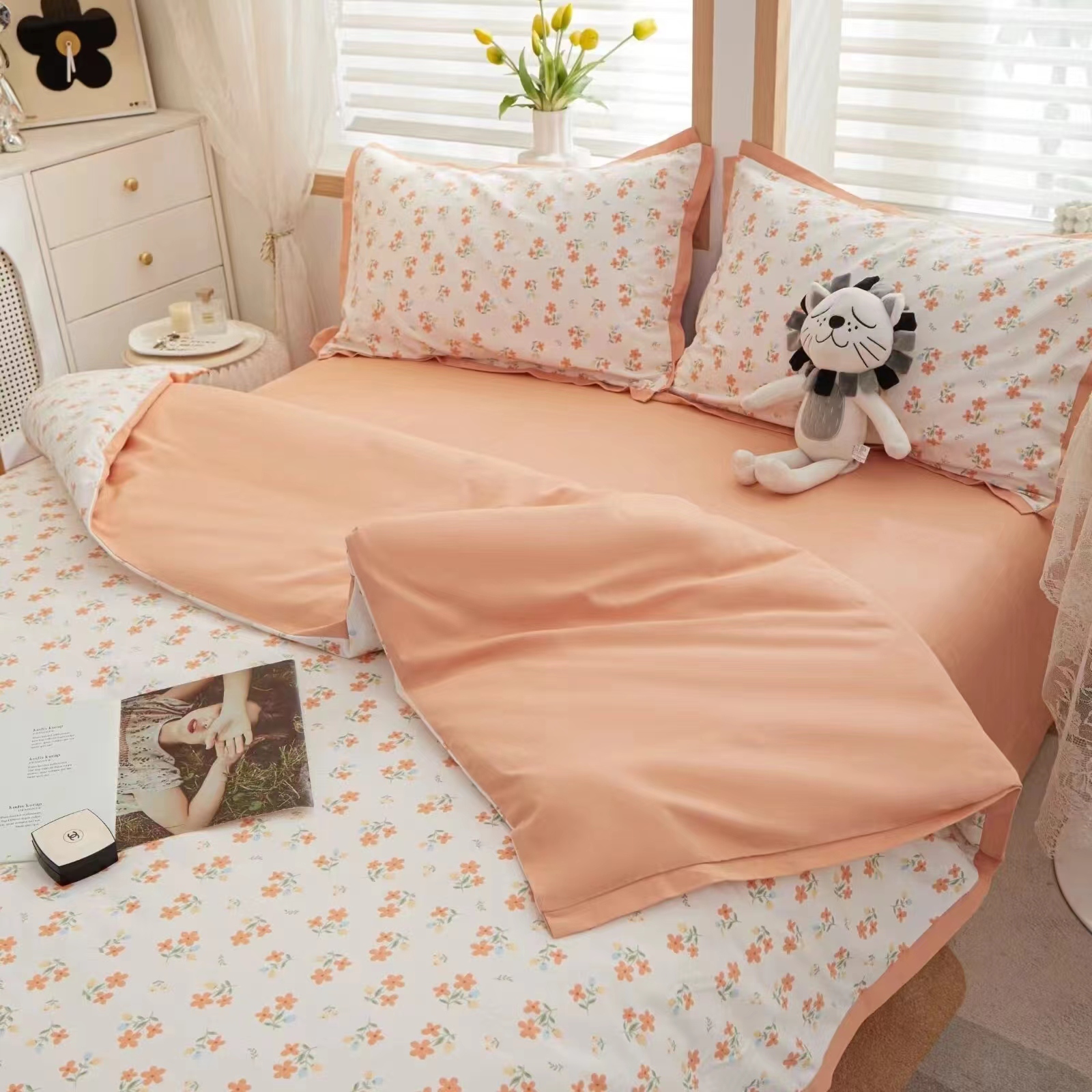 新款秋冬磨毛小清新碎花四件套（双面）简约公主风网红双人