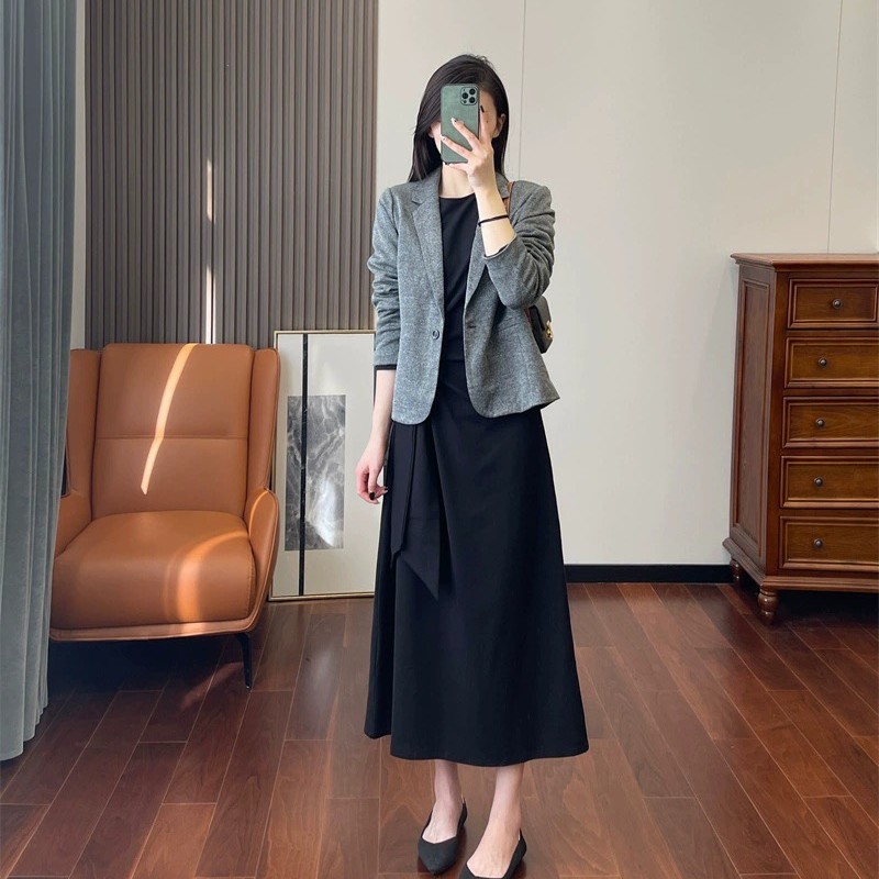 气质优雅立体修身春秋款斜纹闪光织短款一粒扣西装外套女职业休闲