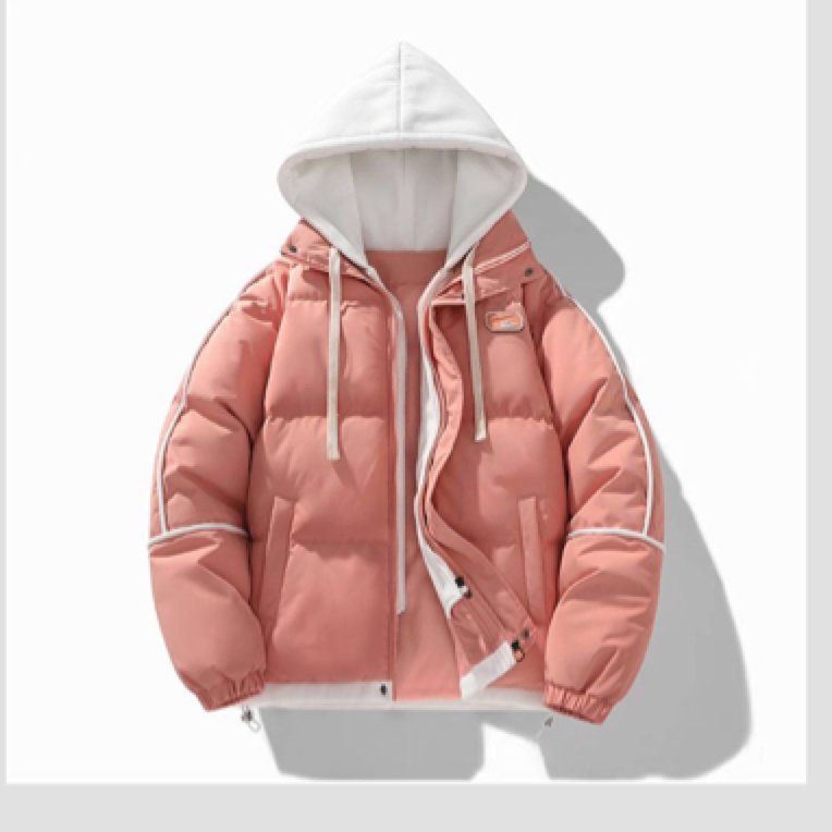 棉服棉衣保暖宽松连帽情侣港风棉袄潮流加厚假两件短款百搭