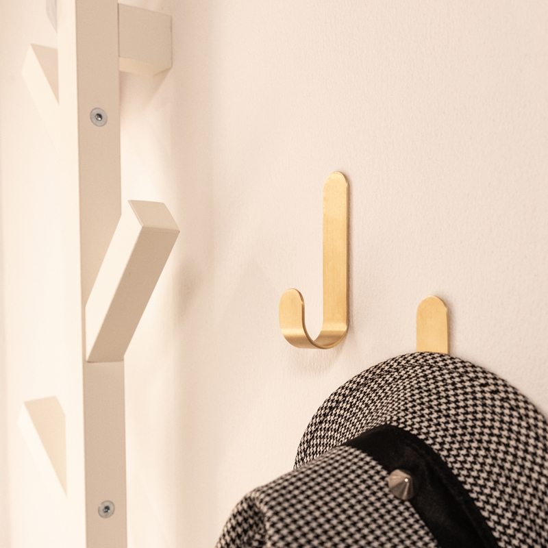 北欧黄铜挂钩强力粘胶壁挂厨房墙壁墙上粘贴金属挂衣钩粘钩免打孔