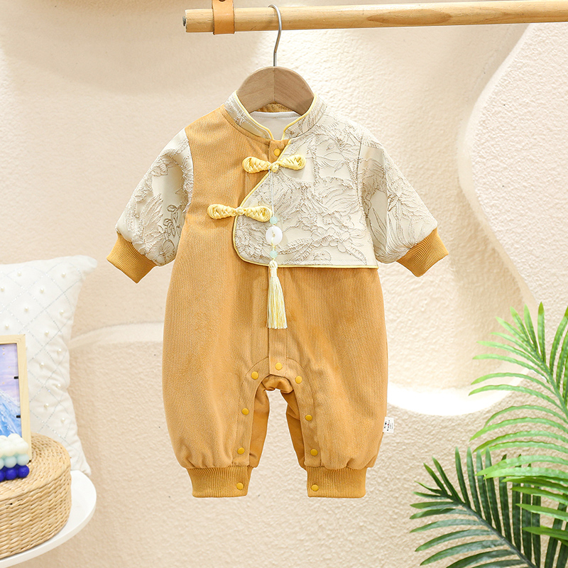 DD婴儿衣服可爱连体衣秋季洋气哈衣宝宝满月百天爬爬服外出抱衣服