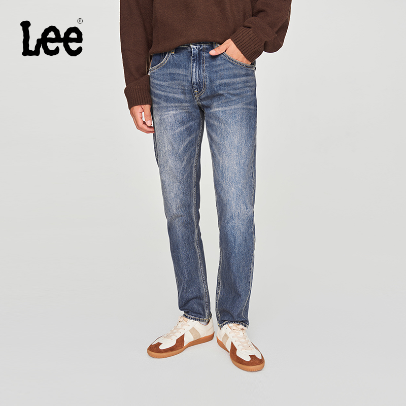 张凌赫代言【东方既白726标准直筒裤】Lee新品琥珀流光中腰男蓝磨白