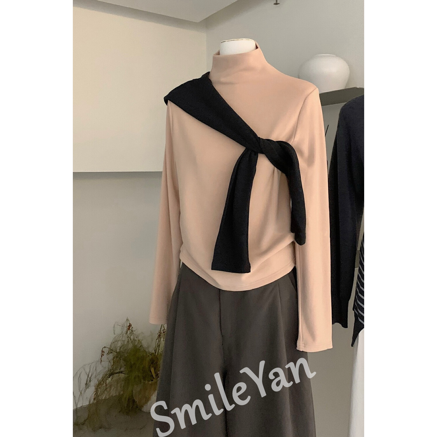 【SmileYan】（经典bao款）半高领磨毛弹力叠穿百搭款加厚羊绒打底衫