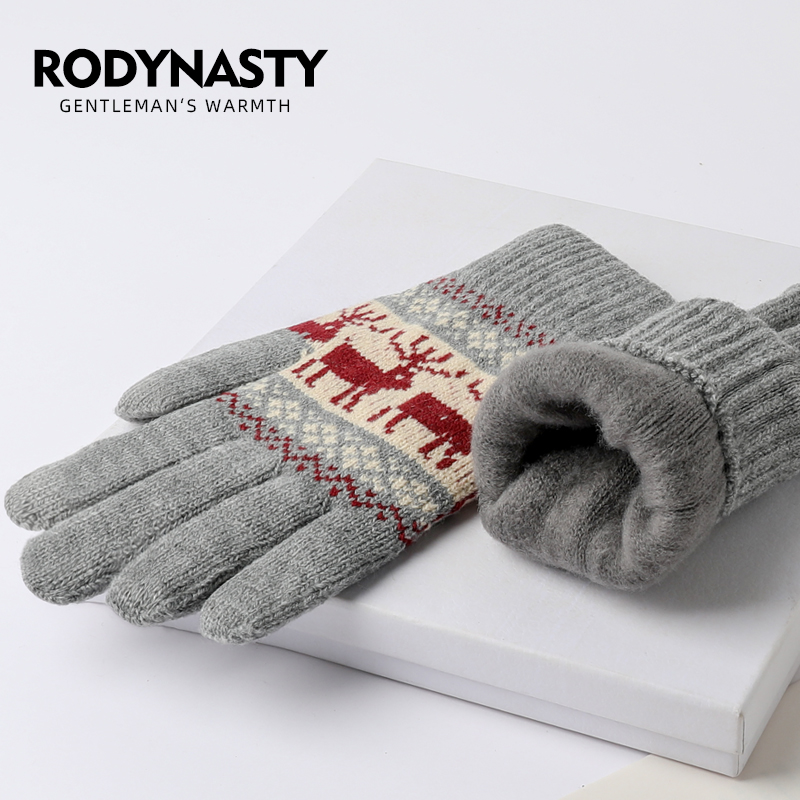 手套男潮流学生冬天保暖骑行防寒加厚毛线棉手套女冬季触屏毛绒