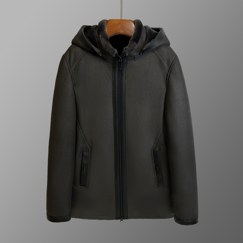 皮毛一体男士羊皮外套冬季中长款商务休闲保暖防寒真皮男装2018A
