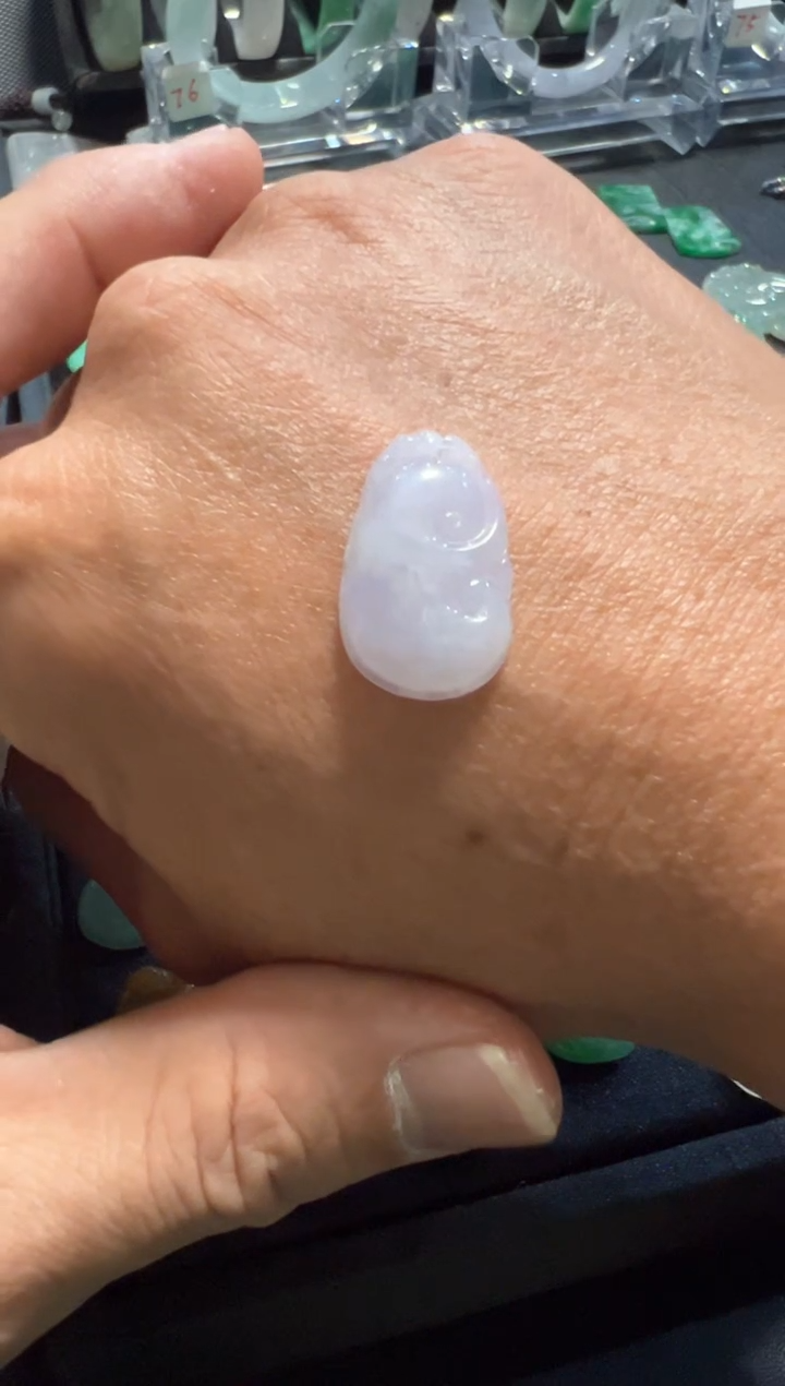 【闪购商品】翡翠挂件18K金镶嵌小紫如意（包扣子）