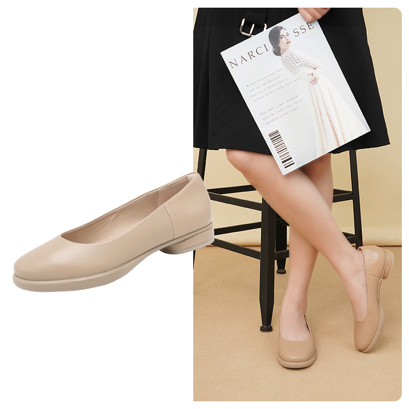 Ecco/爱步女鞋222303女士法式时尚浅口小皮鞋芭蕾鞋平底鞋 雕塑