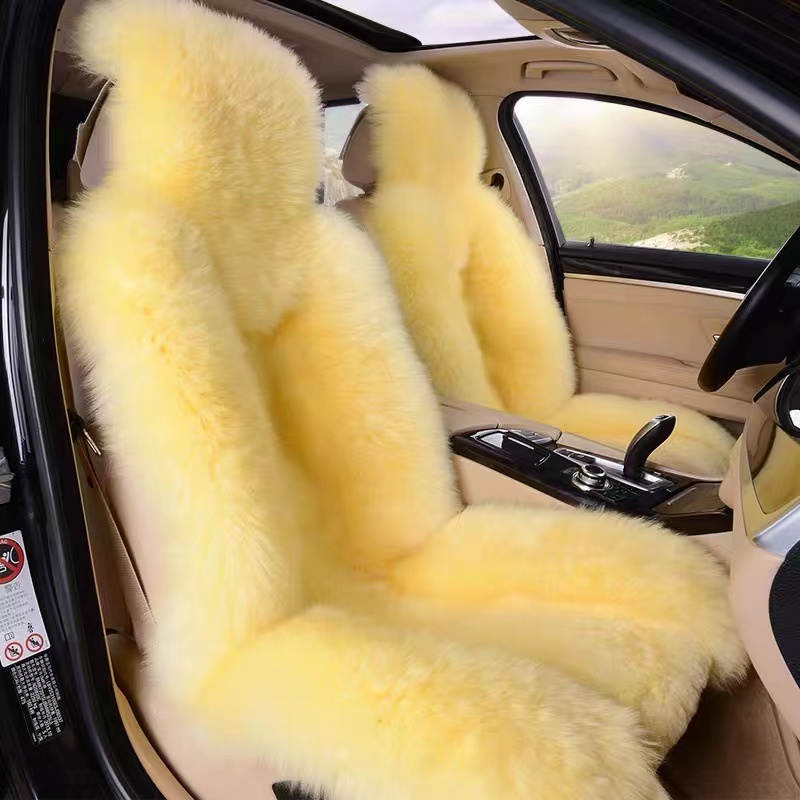 纯羊毛汽车坐垫秋冬季加厚保暖皮毛一体长毛绒座套全包羊毛绒座垫