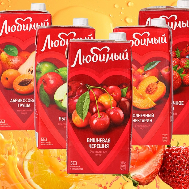 俄罗斯原装进口鲜榨果汁多种口味饮料950毫升/瓶