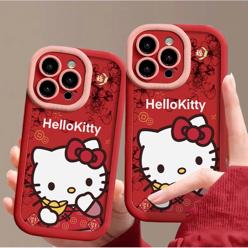 梅花凯蒂猫咪苹果15手机壳iPhone14/13promax新年红12p全包11泡芙