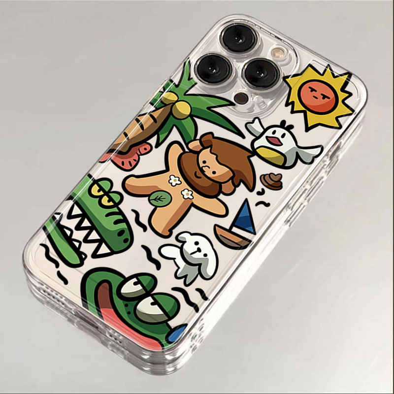 卡通野人iphone15苹果手机壳14promax硅胶13pro透明12高级11全包