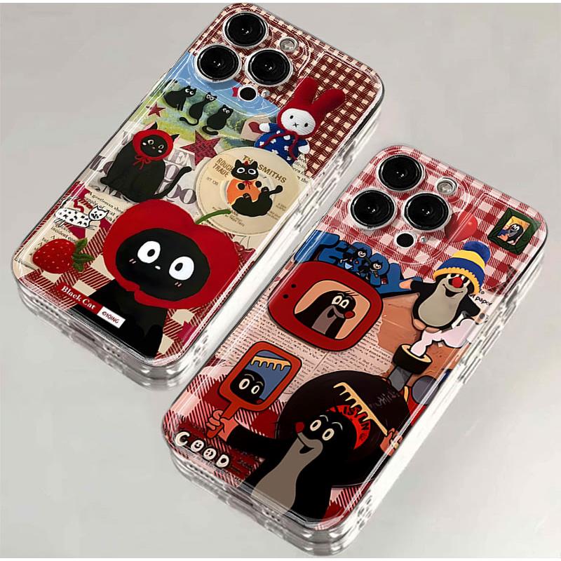 软壳猫咪鼬鼠红色新年iphone15苹果手机壳14promax硅胶13pro透明X