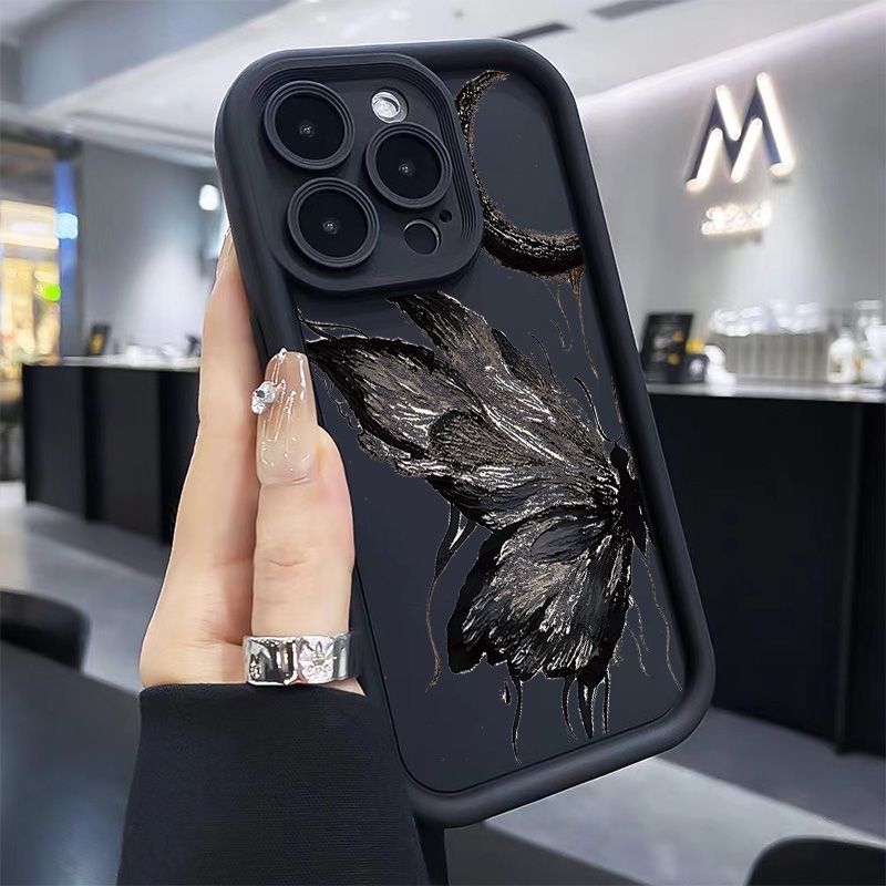 月亮蝴蝶创意iPhone15新款苹果14promax手机壳13/12网红ins软壳11