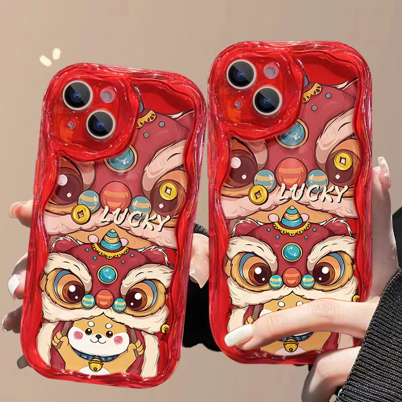 新年舞狮龙宝iphone15苹果手机14promax网红全包奶油软壳13p高级X