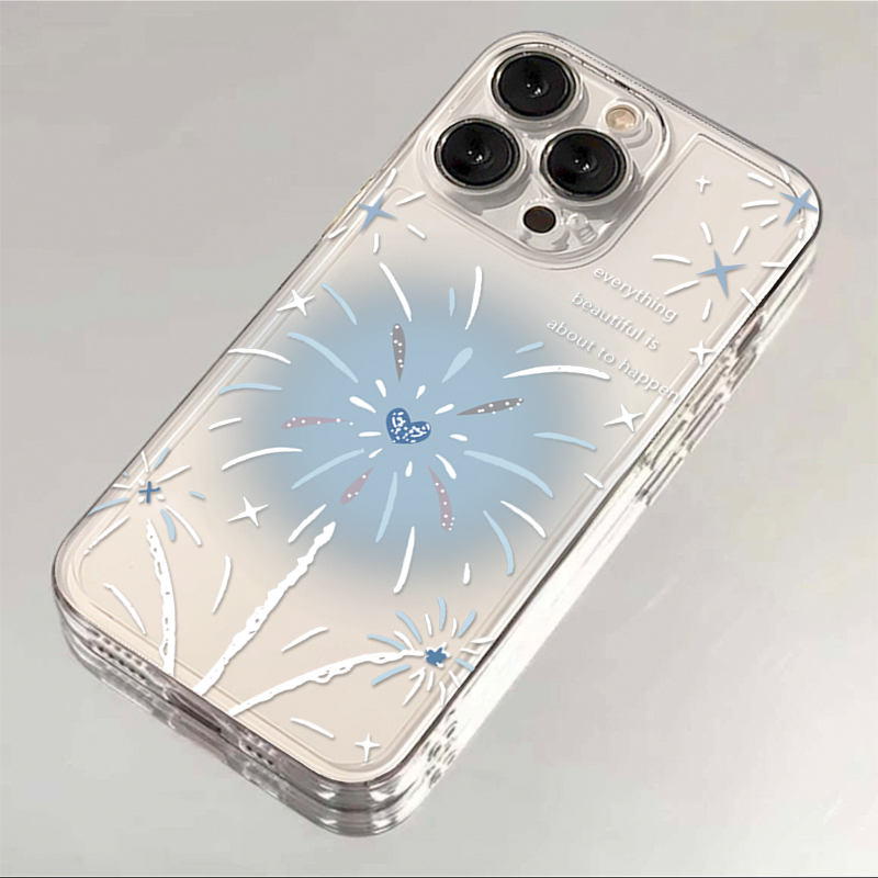 ins蓝晕圣诞树烟花适用iphone15/13苹果手机壳14promax硅胶12透明