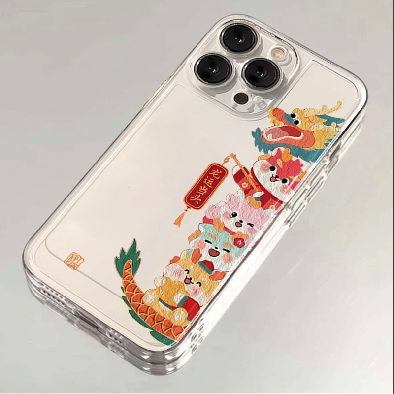 新年龙运当头iphone15苹果手机壳14promax硅胶13pro透明12创意11
