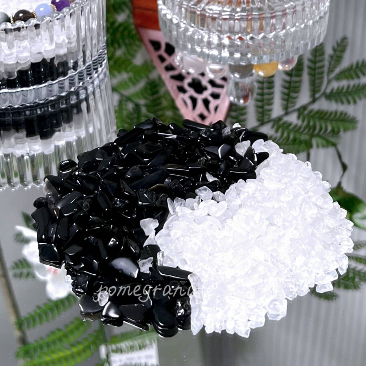 【十六珠宝】双色消磁石黑曜石200g+白水晶200g（手工称重有误差！）