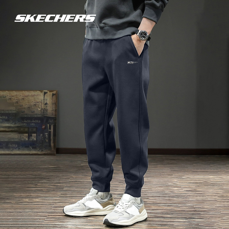 斯凯奇运动裤男士休闲黑色春季百搭透气宽松卫裤官网正品束脚长裤