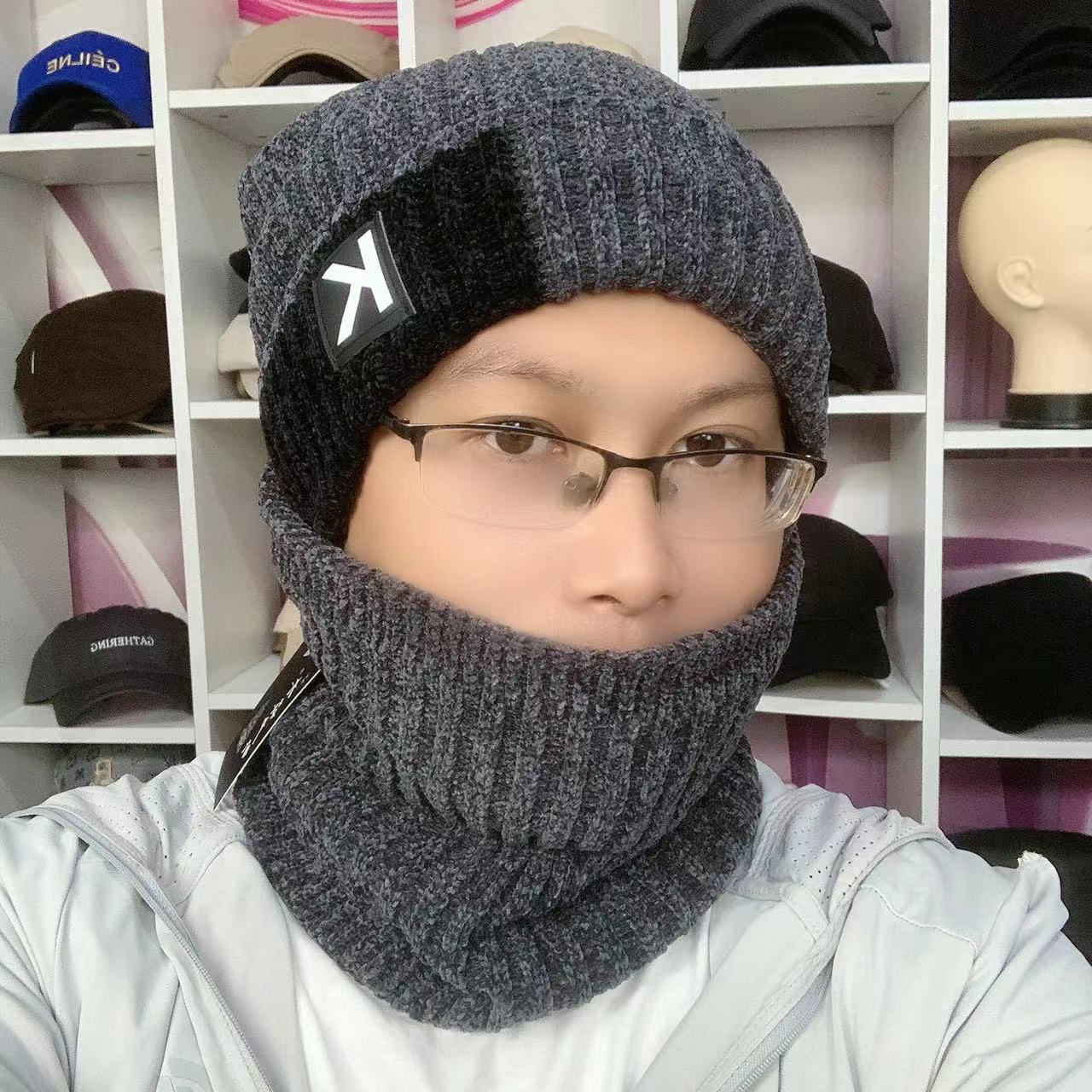 新款男士冬季加绒加厚帽子大K雪尼尔系列