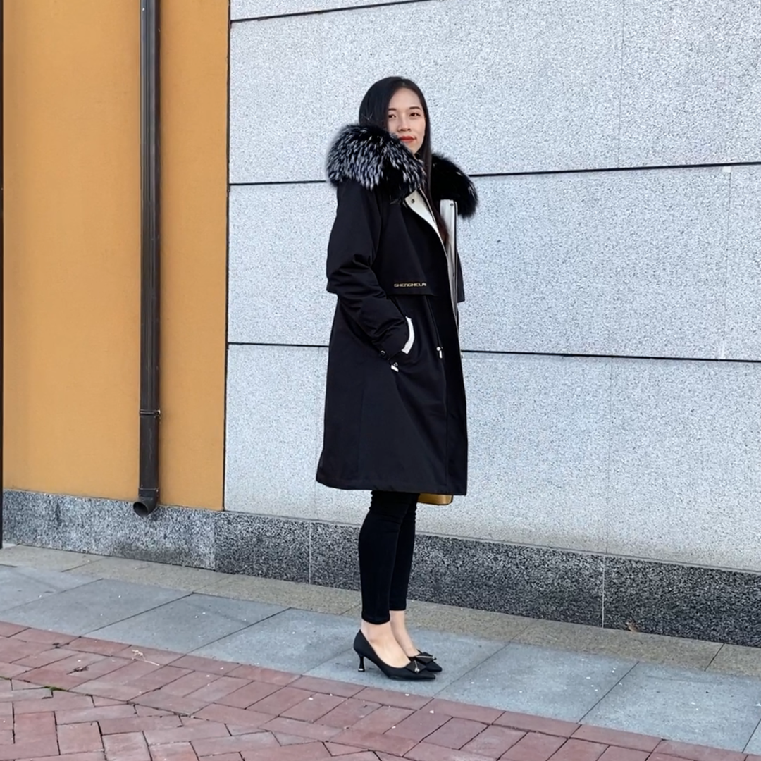 【雪玉香菲】重磅推荐66111新款派克服女獭兔毛内胆外套秋冬必备