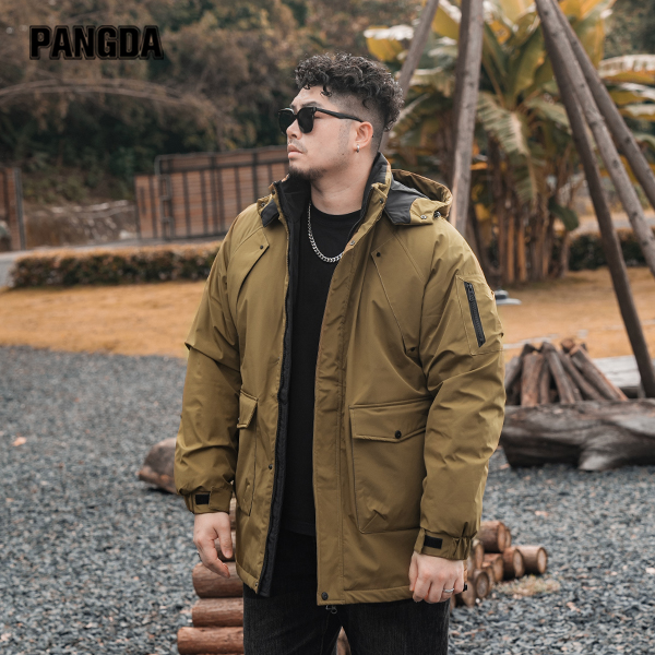【可拆帽工装棉服】PANGDA大码男冬季宽松潮流加肥胖哥外套保暖330