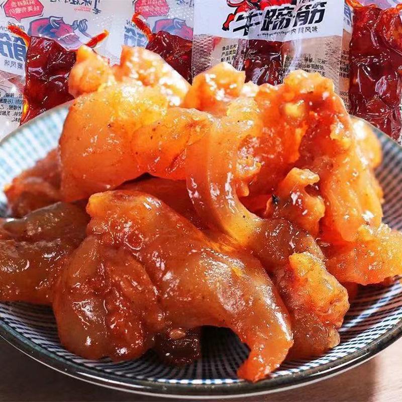 网红香辣牛蹄筋即食麻辣味营养小零食牛板筋小吃熟食