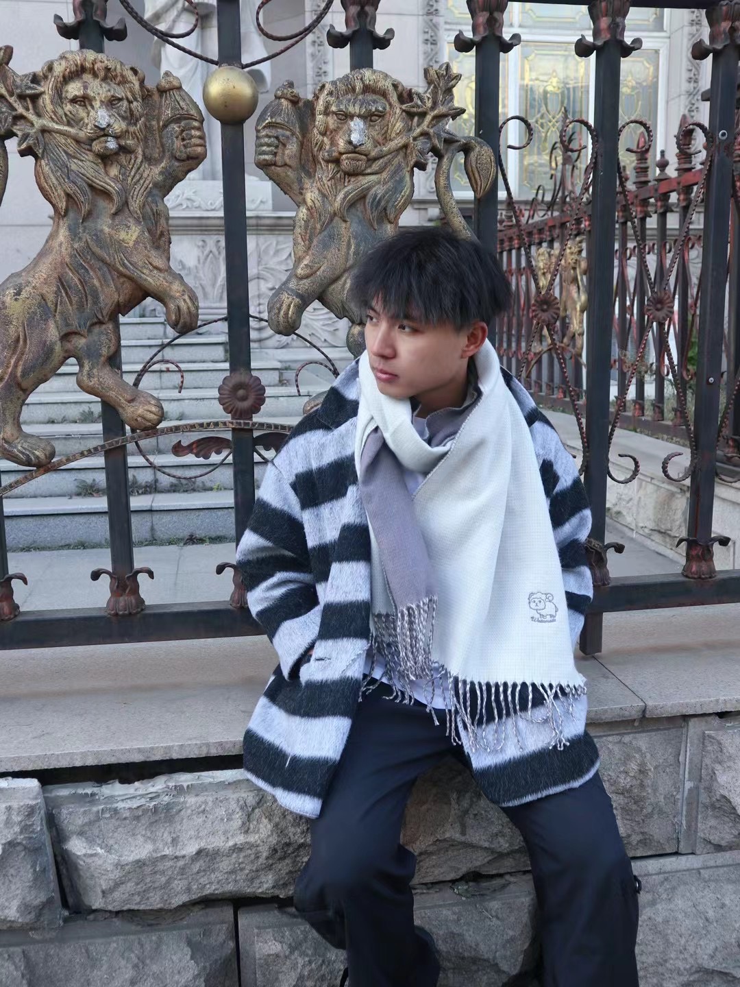 [小羊刺绣】双面氛围感时尚韩版秋冬加厚仿羊绒情侣保暖百搭美观