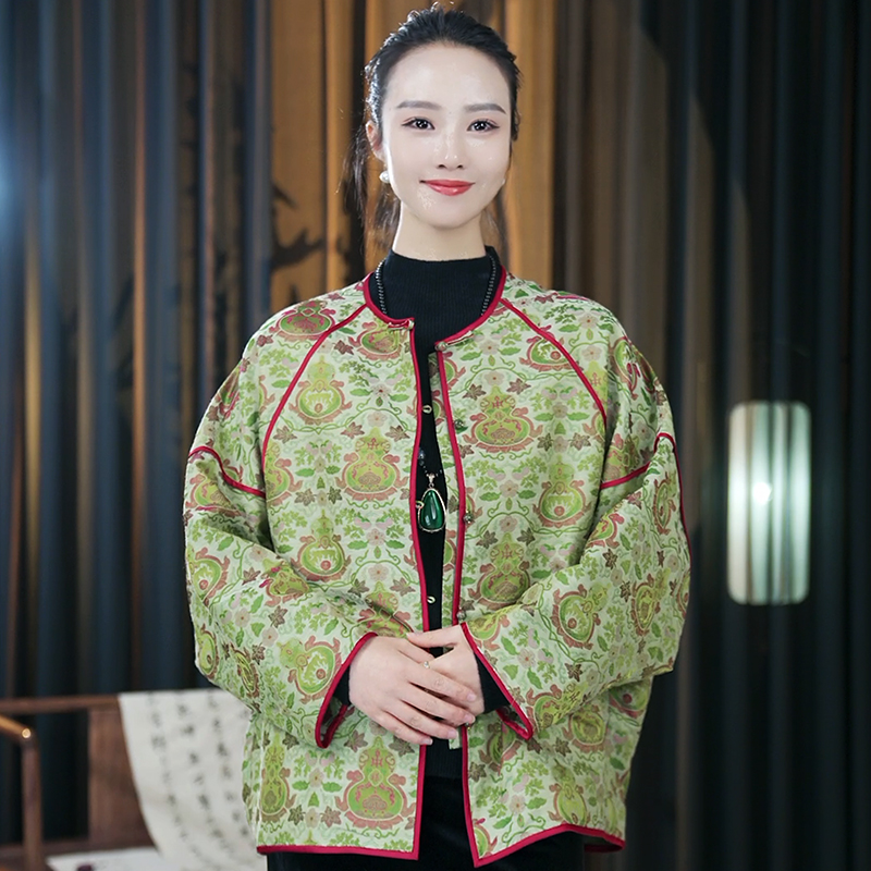 【SY6059-十样锦】重磅桑蚕丝羊毛香云纱显瘦中式复古宽松百搭上衣