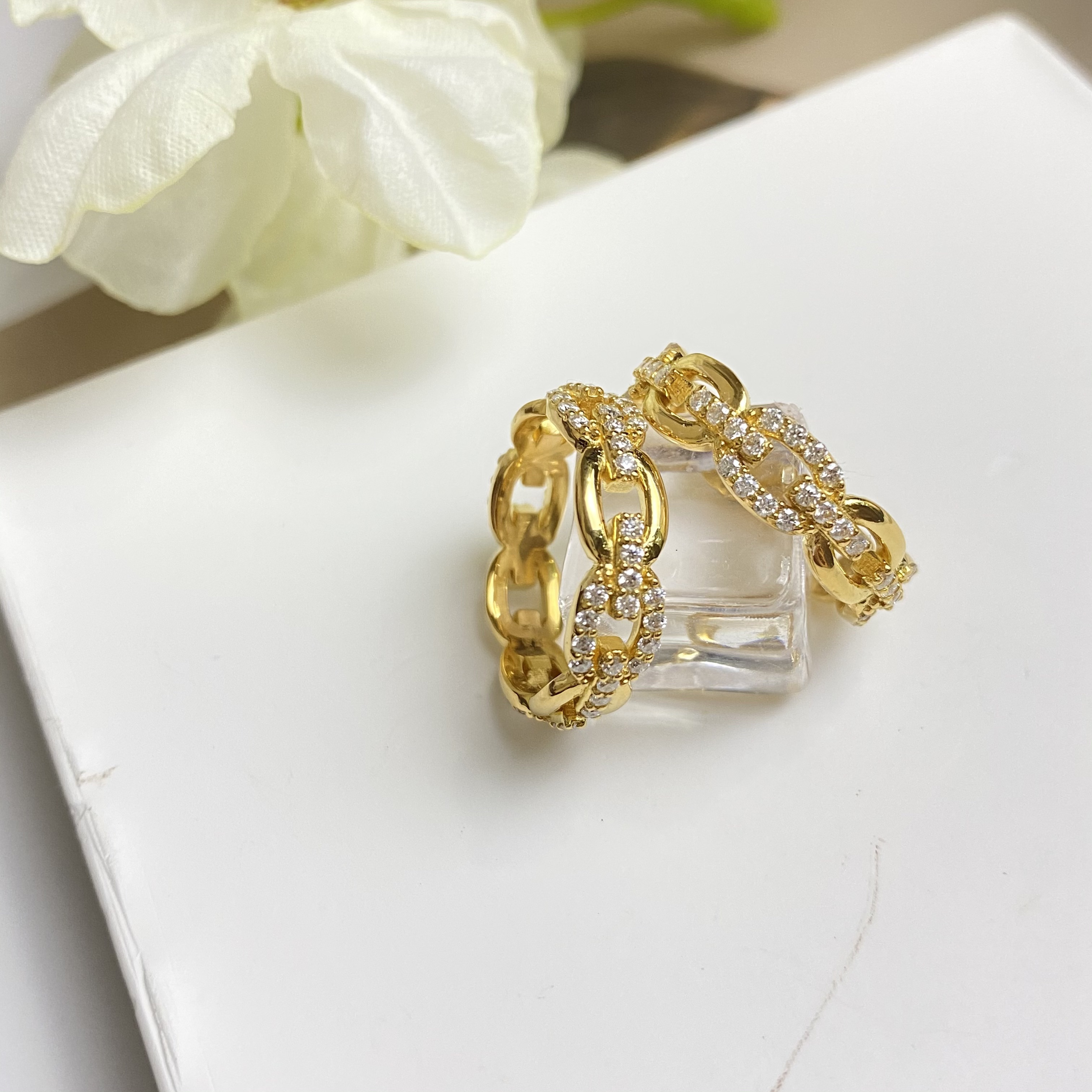 足金999黄金5G工艺镶嵌气质猪鼻子个性戒指