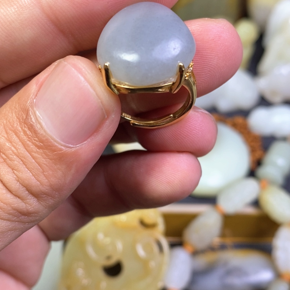 【闪购商品】和田玉（糖玉）戒指未镶嵌