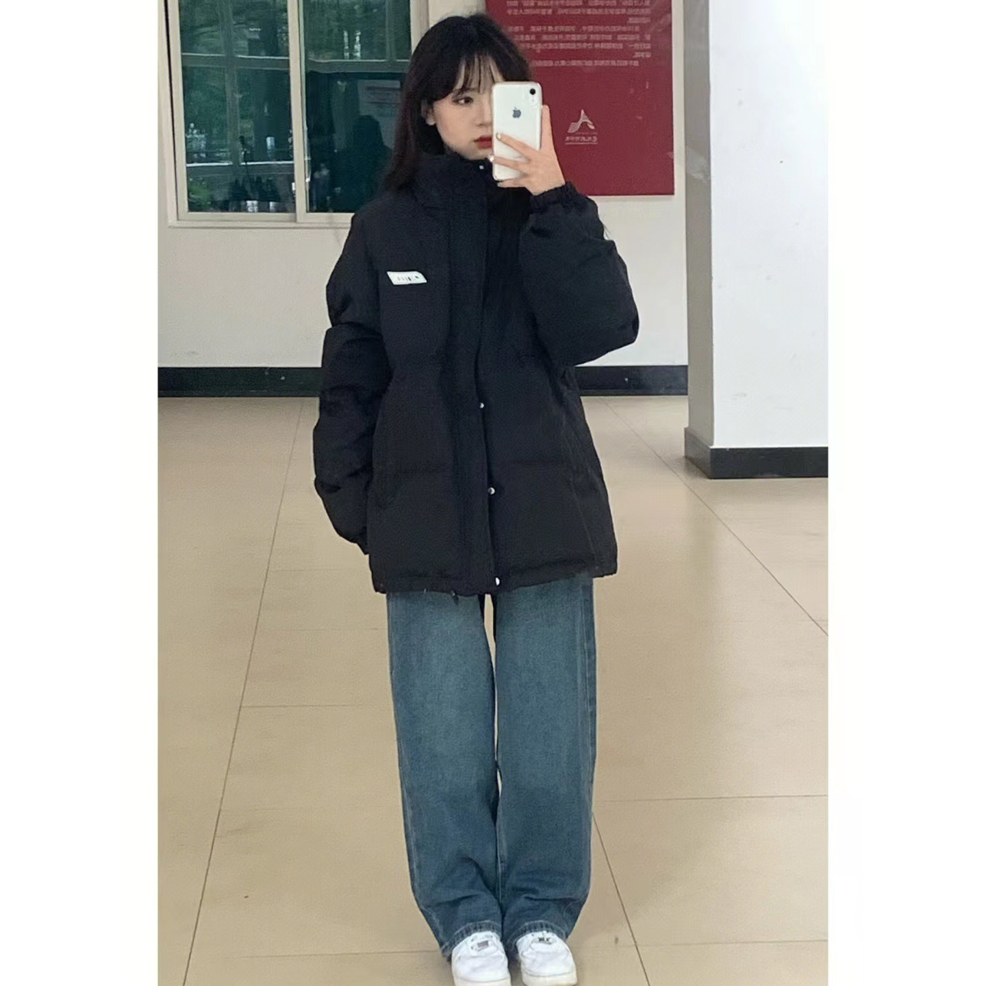 阿斯特立领羽绒服女潮学生面包服2023冬季韩版羽绒羽绒服学院风外
