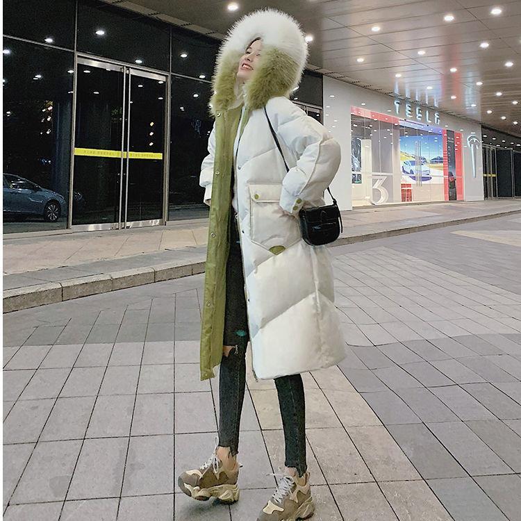 过膝中长款羽绒服女外套2023新款冬装羽绒棉加厚韩版宽松