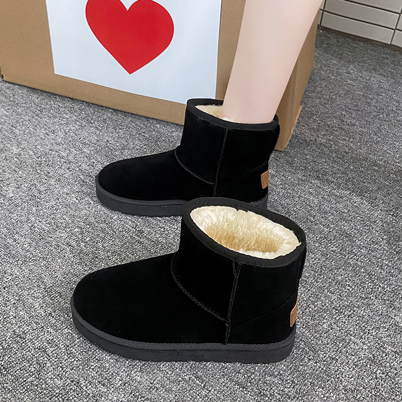 雪地靴女短筒2023冬季皮毛一体加棉加厚防滑棉鞋41-45大码棉靴男