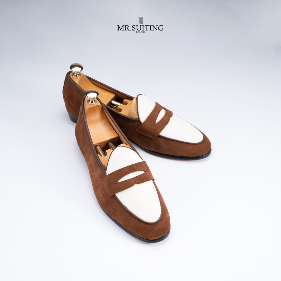 新店力荐香槟乐福鞋拼色小牛皮blake内缝线时尚好物乐福鞋男