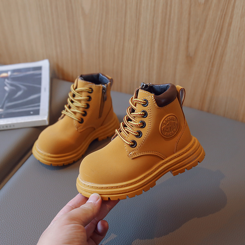 ABCYEEF2022保暖新款英伦风单靴春秋女童防滑鞋子潮男童马丁靴儿