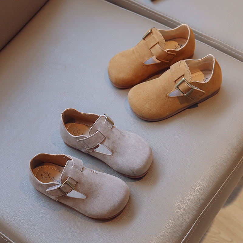 ABCYEEF2023韩版童鞋复古勃肯鞋男女童英伦风磨砂皮单鞋洋气豆豆