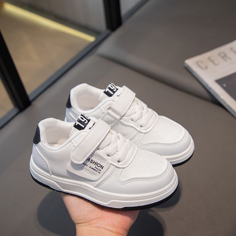 ABCYEEF儿童小白鞋春秋2023新款男女童皮面单鞋防滑软底板鞋小学