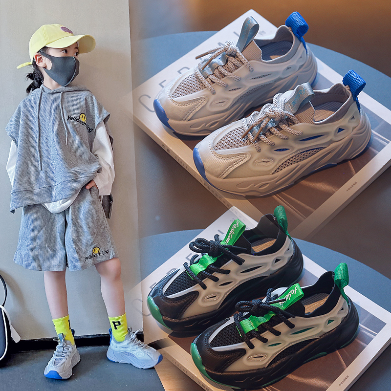 ABCYEEF女童运动鞋2023新款春夏季儿童鞋子飞织鞋男童秋季透气夜