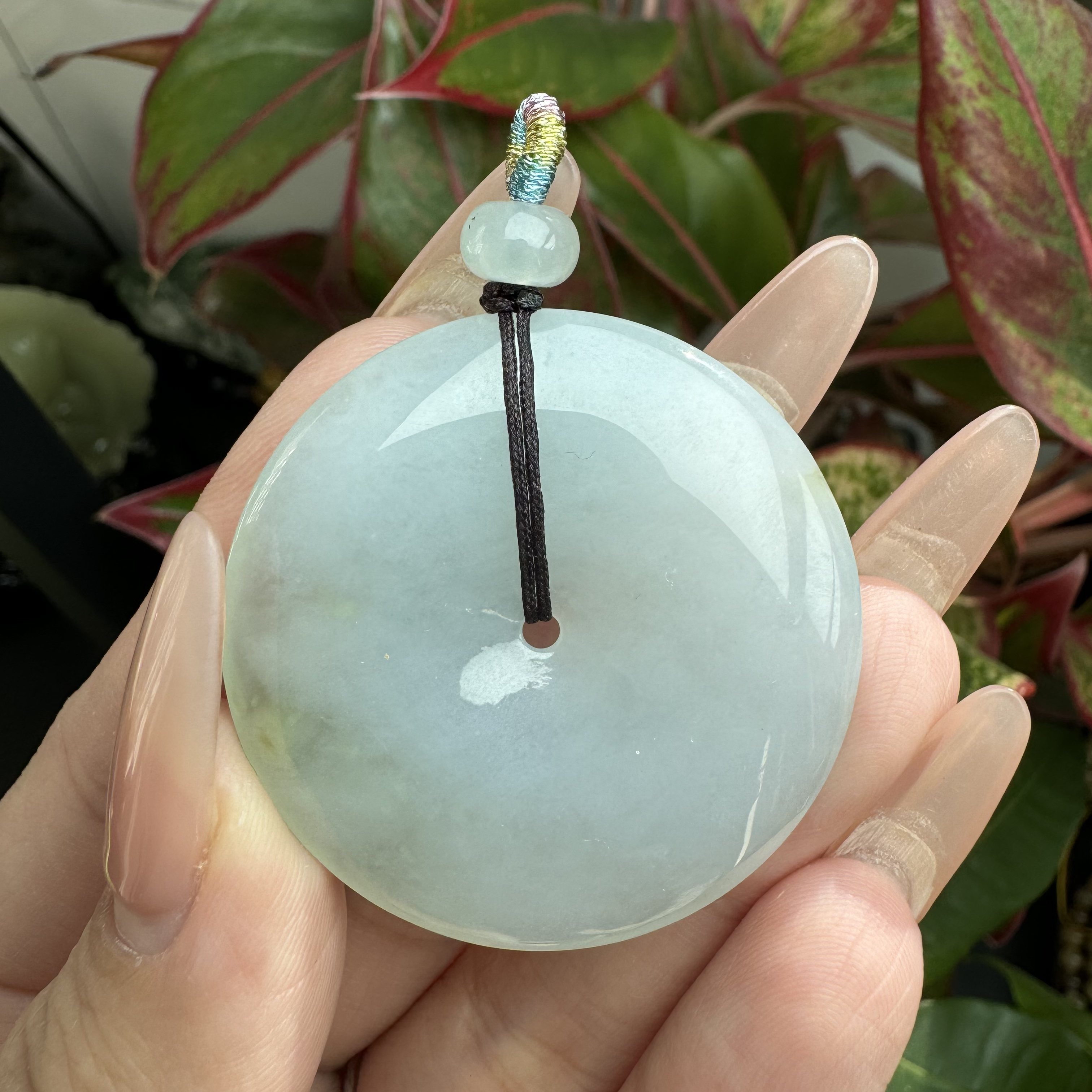 天然缅甸翡翠平安扣无纹裂尺寸40.6mm×6.5mm