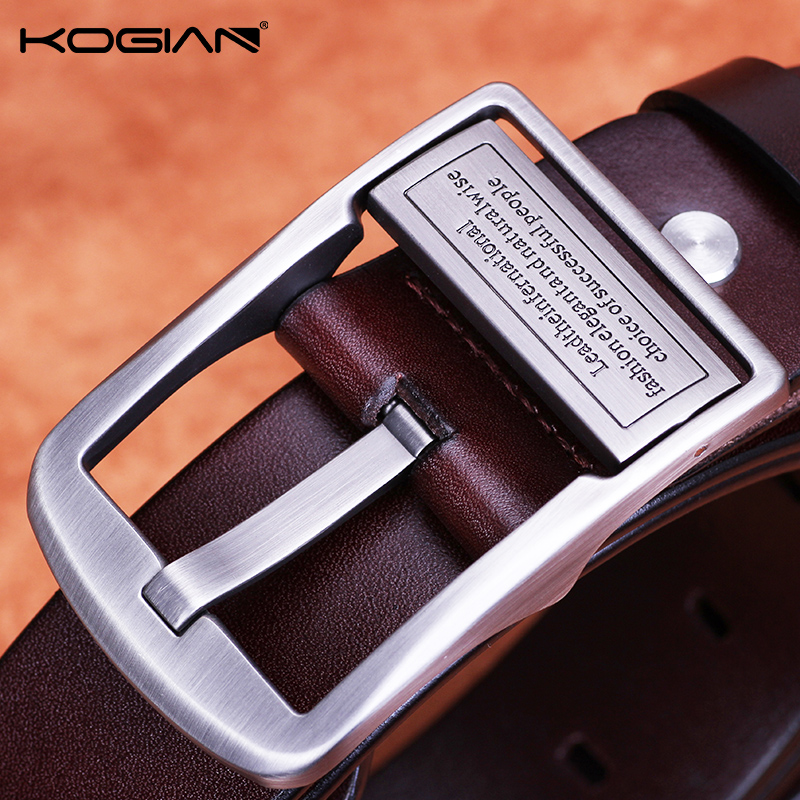 新款皮带男真皮针扣头层牛皮潮流百搭男士腰带纯牛皮牛仔裤带正品