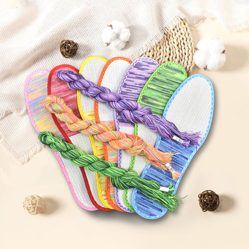 鸿运玫瑰 花边加量配线150根14CT精密七层棉布十字绣鞋垫白板透气