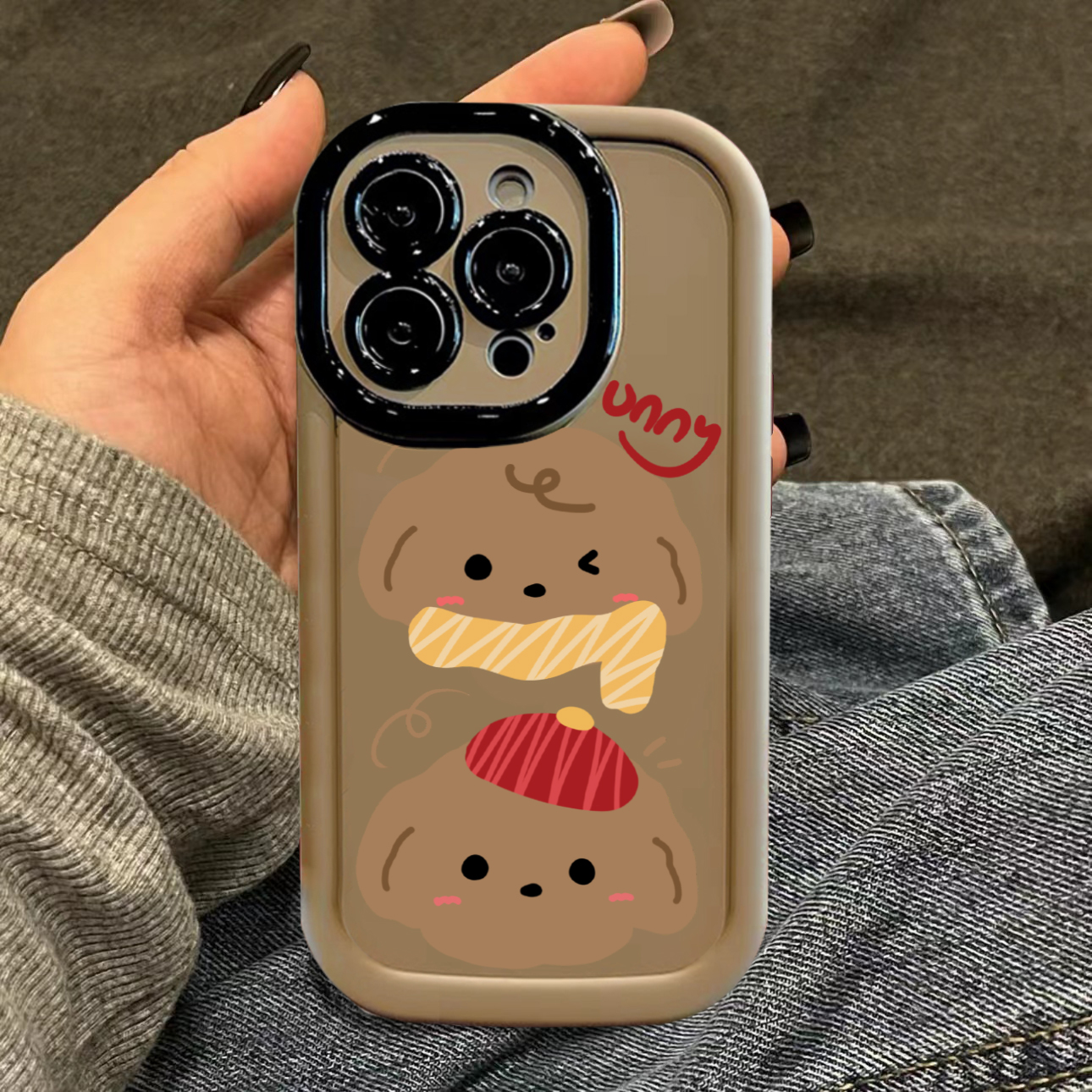 卡通围巾小狗苹果15手机壳iphone14promax防摔12可爱全包情侣创意