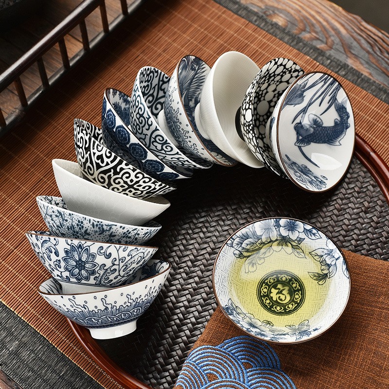 百福斗笠杯茶杯主人杯斗个人专用陶瓷功夫茶具家用茶碗建盏品茗杯