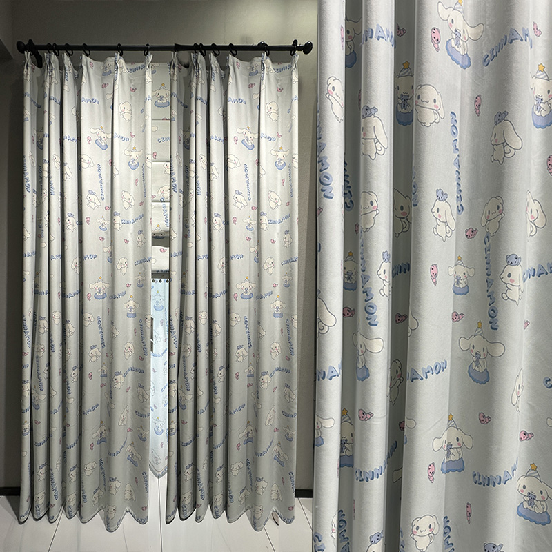 玉桂狗窗帘男孩卧室儿童房卡通可爱蓝色飘窗遮光布帘2024年新款
