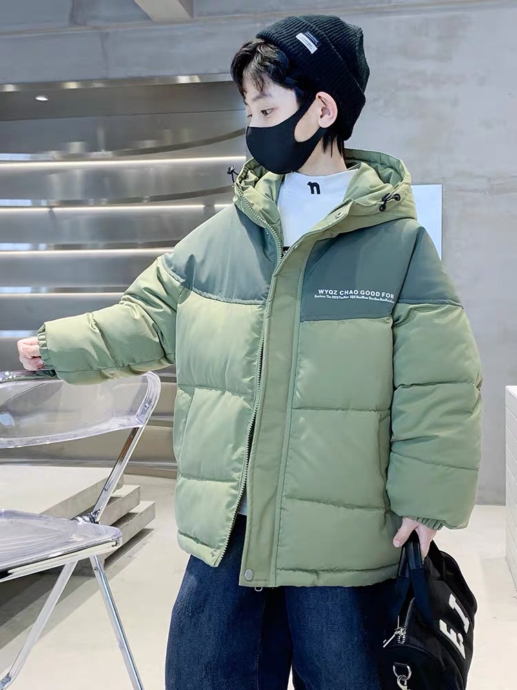 高品质2023新款男童棉袄冬装加厚保暖连帽棉服小男孩帅气中大童棉