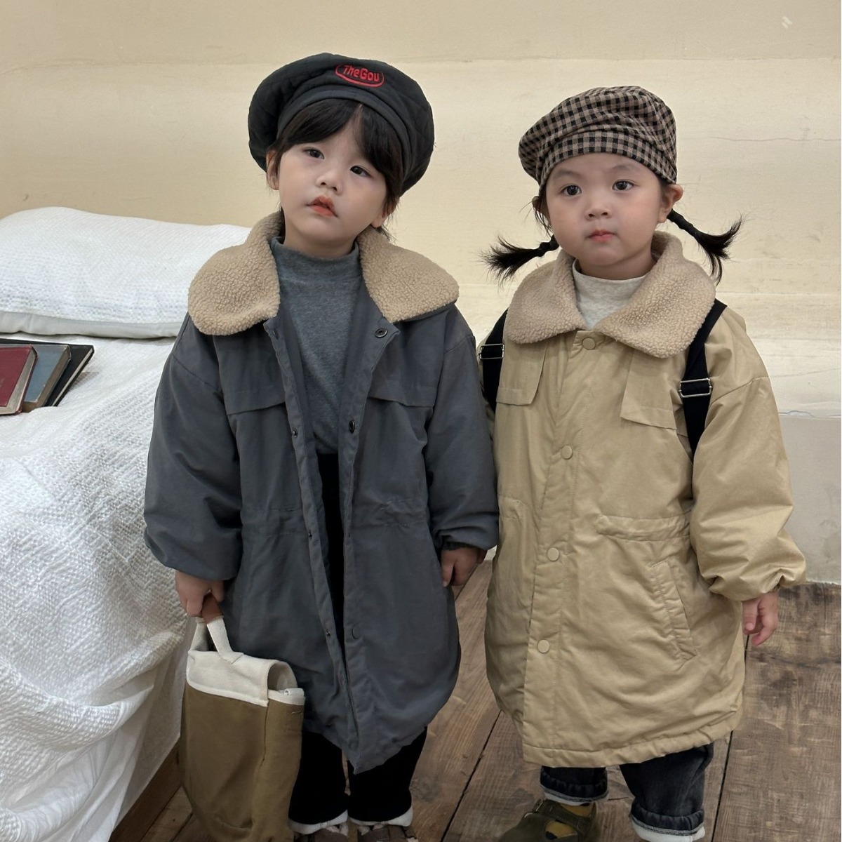 【品牌】儿童中长款加绒加厚风衣2023洋气保暖大衣男女童宝宝新款棉