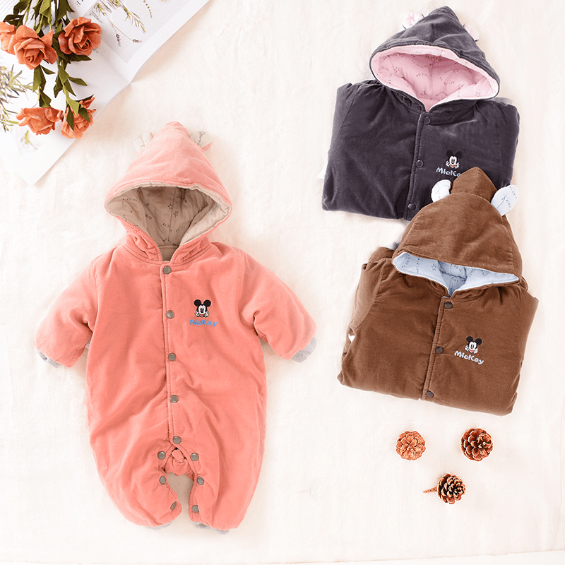 婴儿冬季连体棉衣夹棉保暖宝宝外出服哈衣初生婴儿连体衣冬加厚