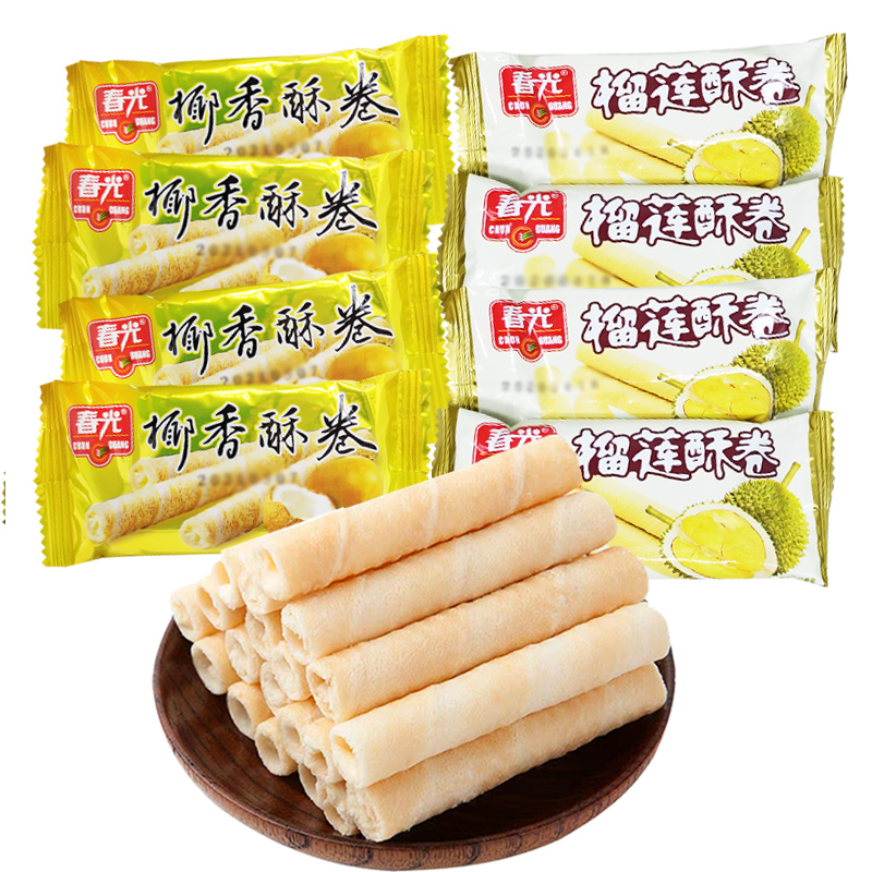 春光海南特产榴莲酥卷金枕头榴莲味椰子奶蛋卷夹心休闲零食小吃